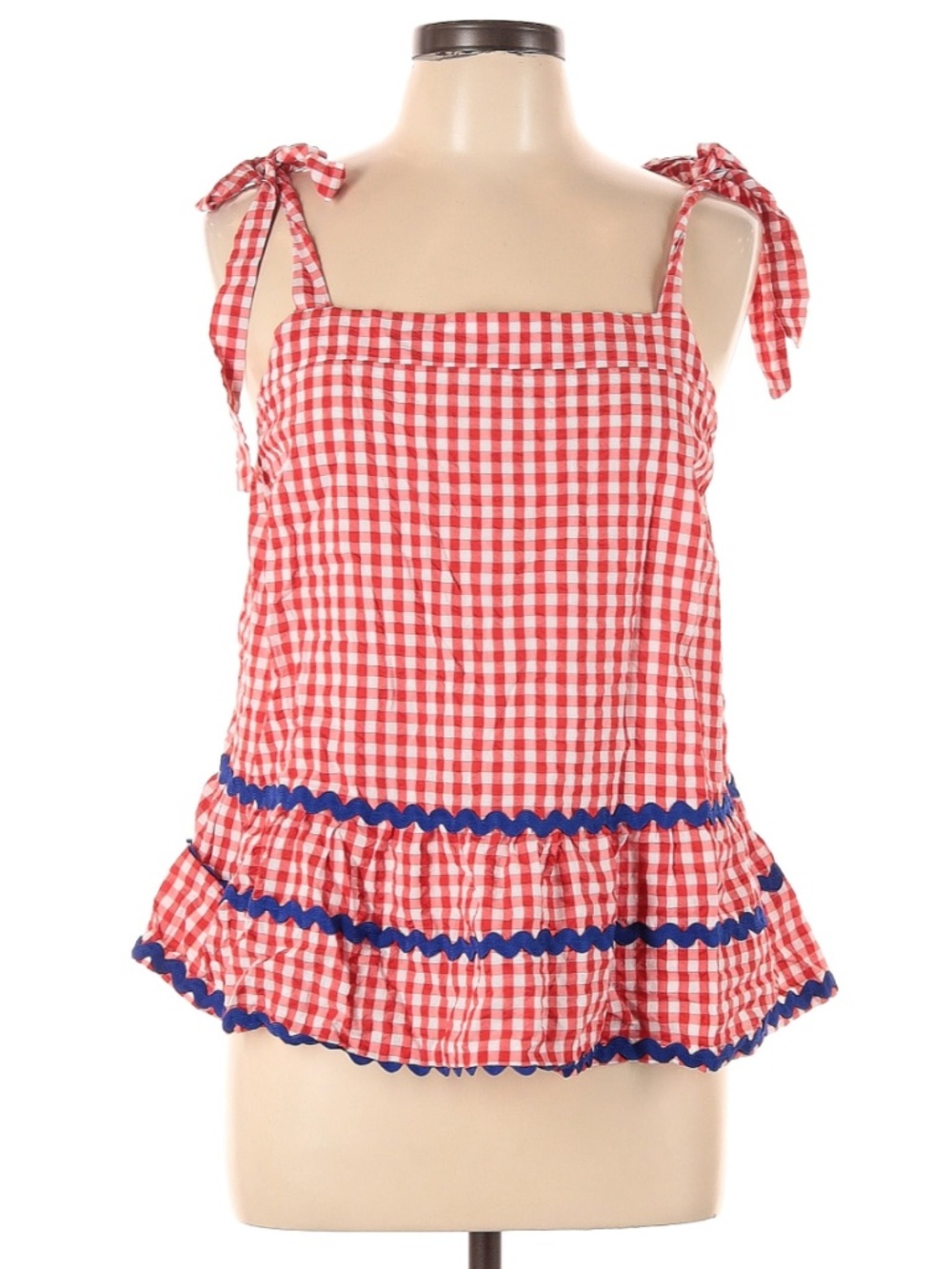 Red Gingham Tank Top with adjustable bowtie straps